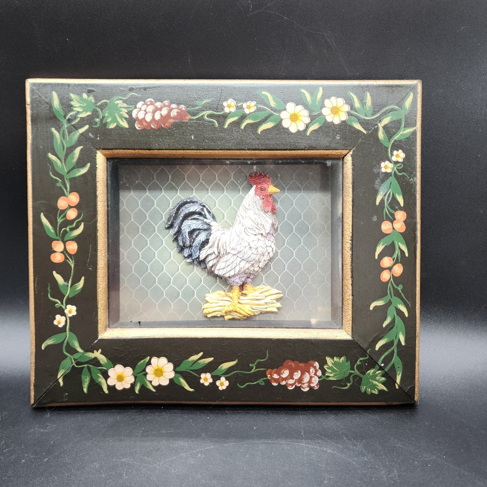 VTG Chicken Shadowbox Hen Coop Wall Folk Art Rustic Farmhouse Decor 10”x8”