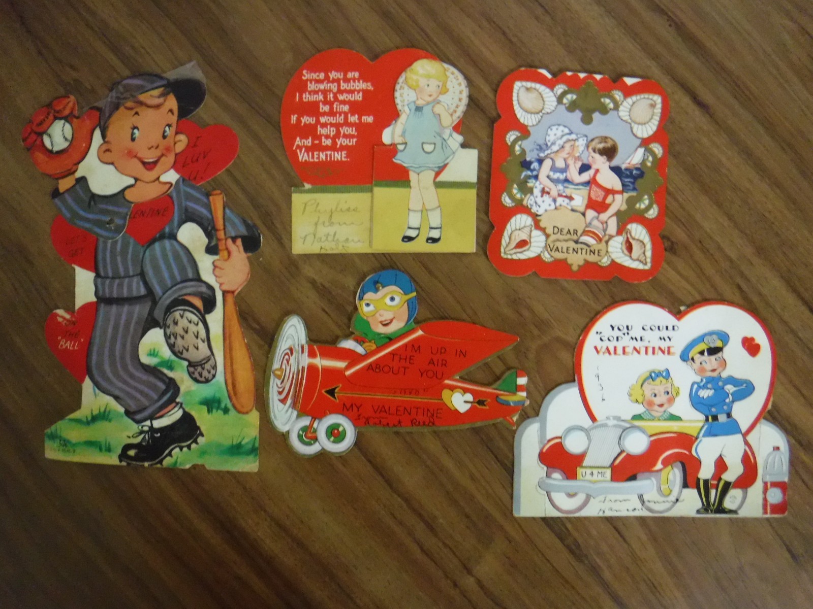 antique used Valentines Day color cards Great Art