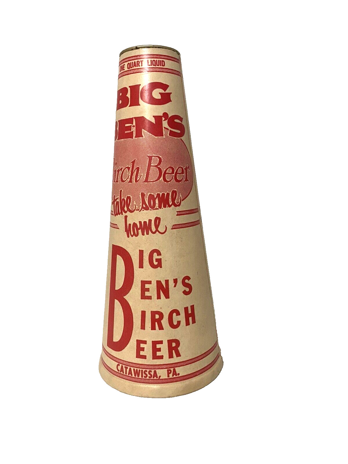 Vintage Big Ben's Birch Beer  Wax Cone - Catawissa, PA
