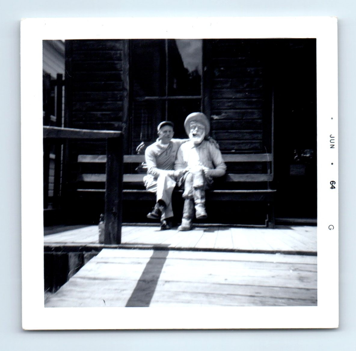 Old Vintage Square Photo SOLO MAN GOLD MINER STATUE KNOTTS BERRY FARM 1964