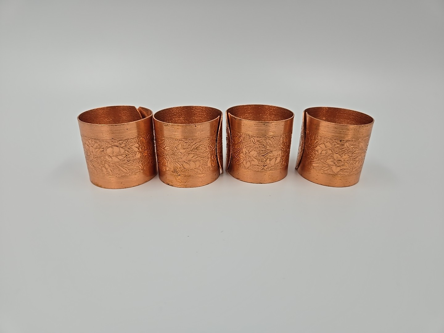 Vintage Embossed Solid Copper Napkin Rings Coppercraft Guild 1 1/2
