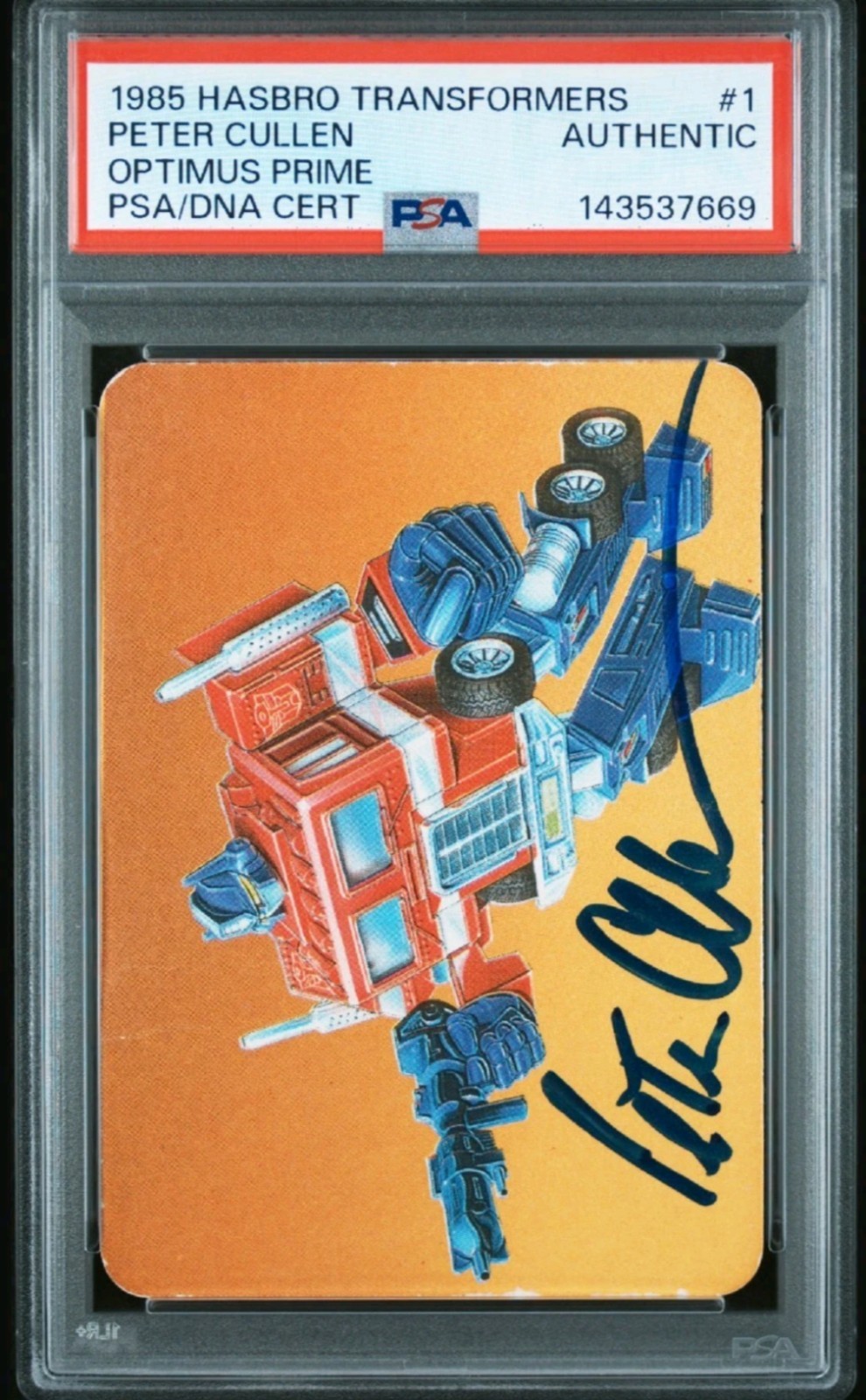 1985 Hasbro Transformers #1 Optimus Prime PSA/DNA Peter Cullen Auto Authentic 