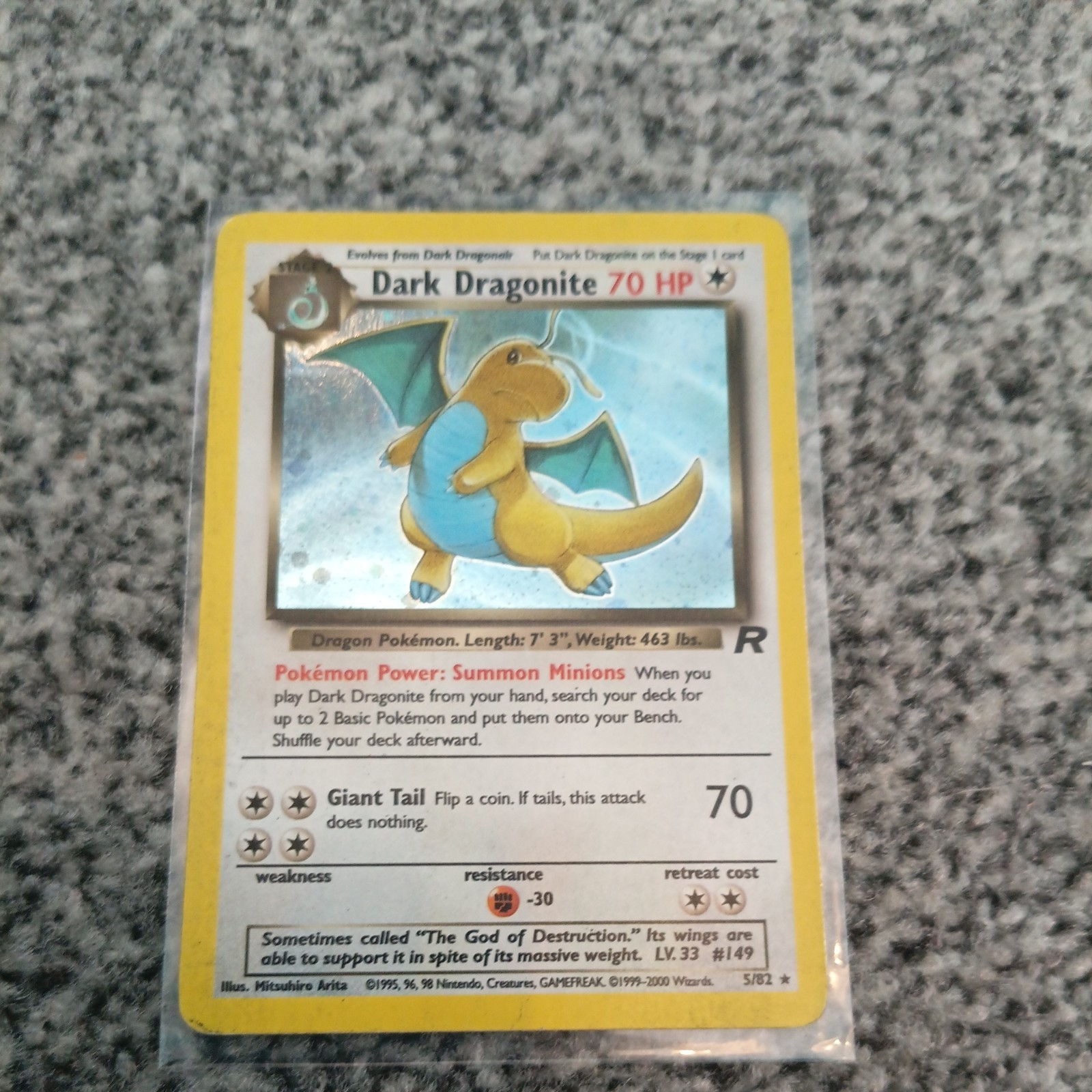 WOTC 2000 Pokemon TCG Team Rocket Dark Dragonite Holo Rare 5/82 70 HP English