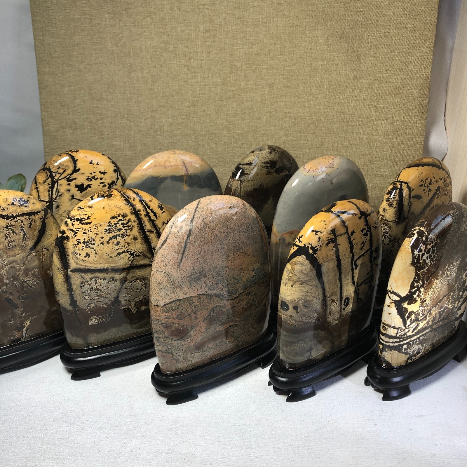 5Pcs Natural Chinese painting stone crystal ornaments for home decoration