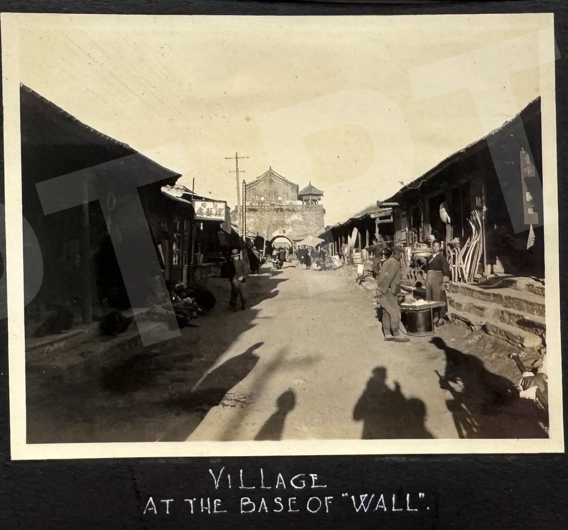 Antique 1931 Street View China Great Wall Base Village Photo