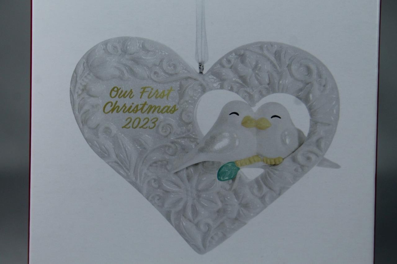 Hallmark 'Our First Christmas' 2023 Porcelain Heart Ornament New In Box