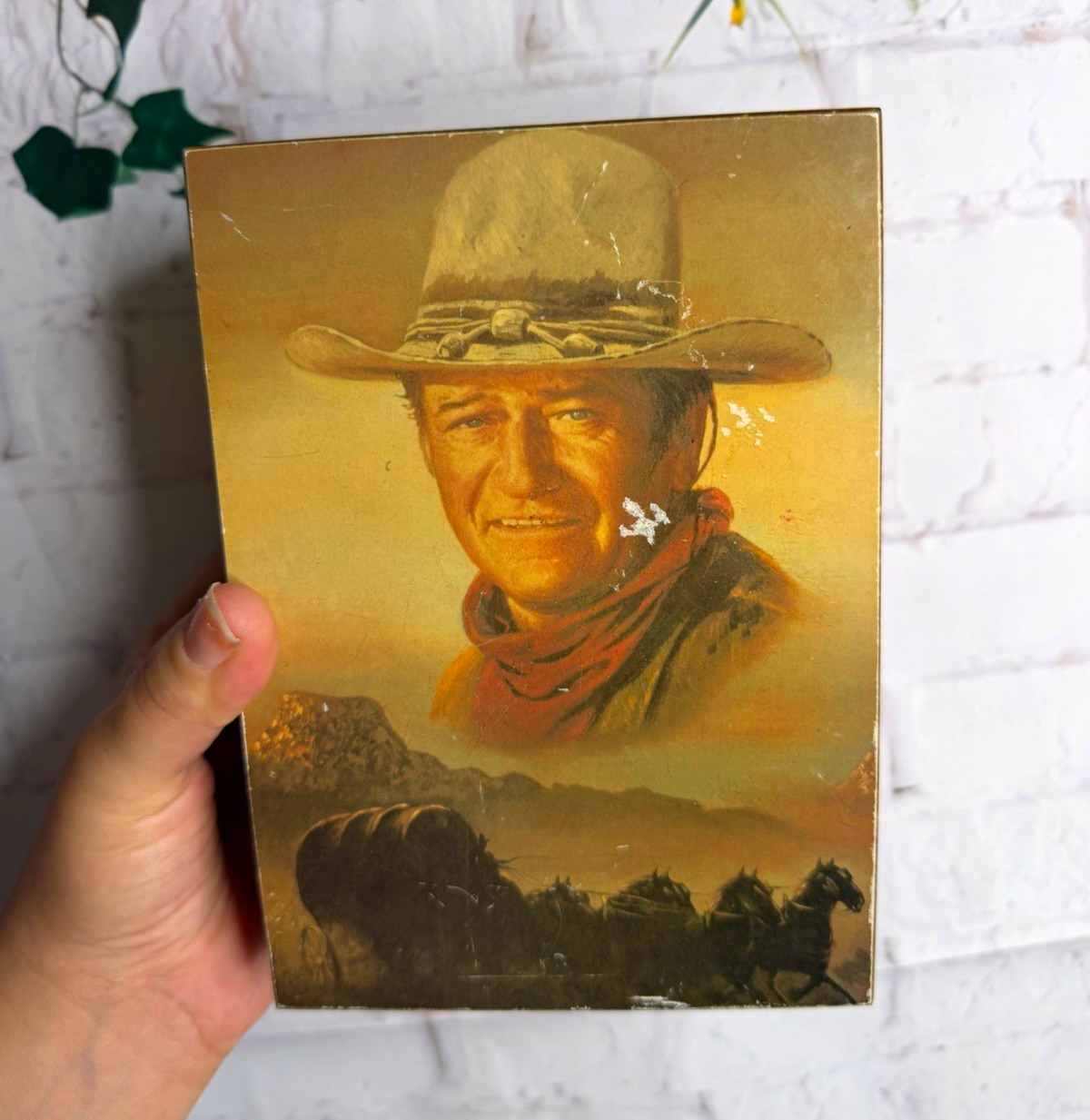 Vintage John Wayne cedar souvenir box