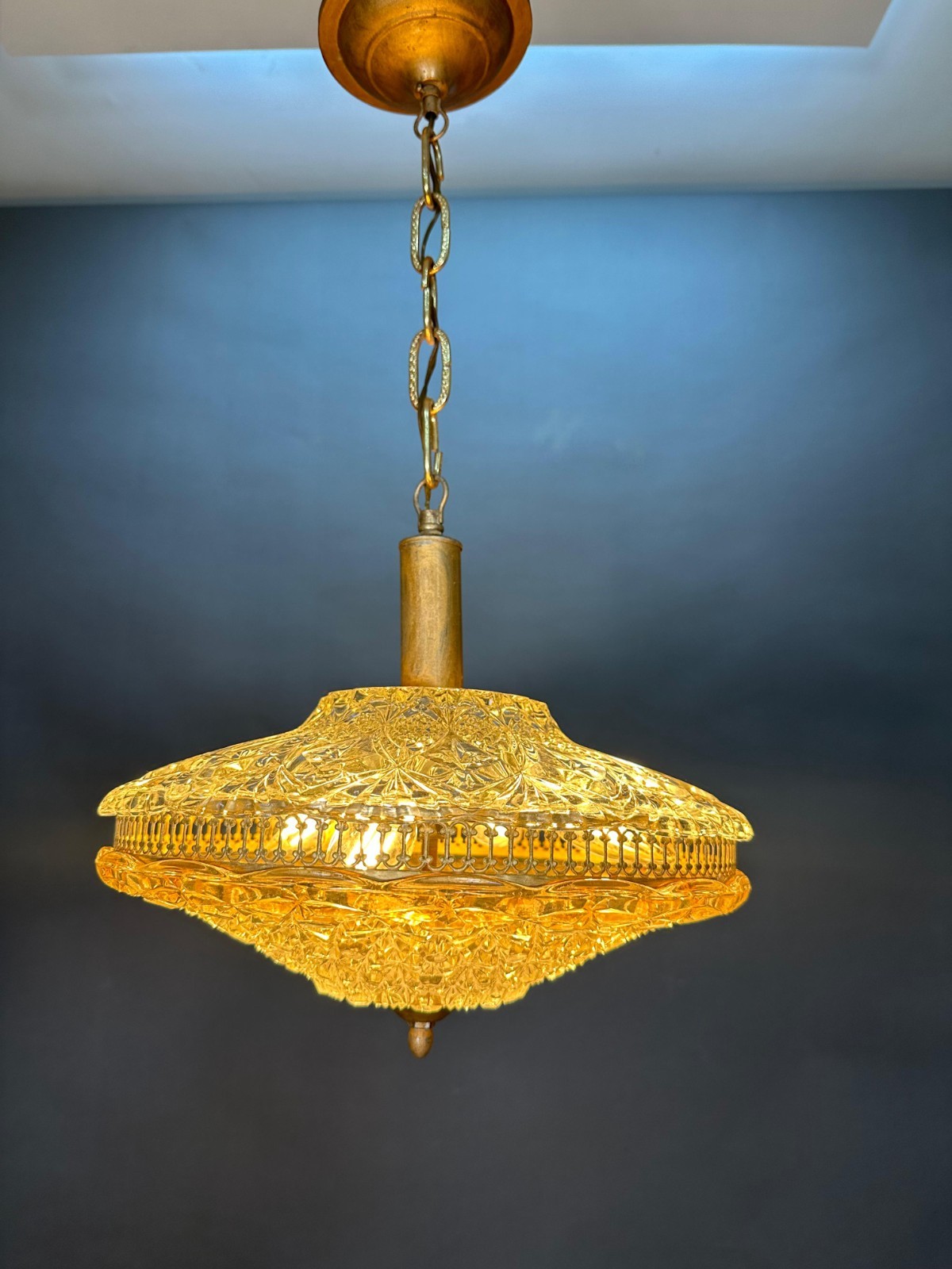 Vintage Carl Fagerlund Style Swedish Ceiling Suspension 4-Lights Lamp - 1960s