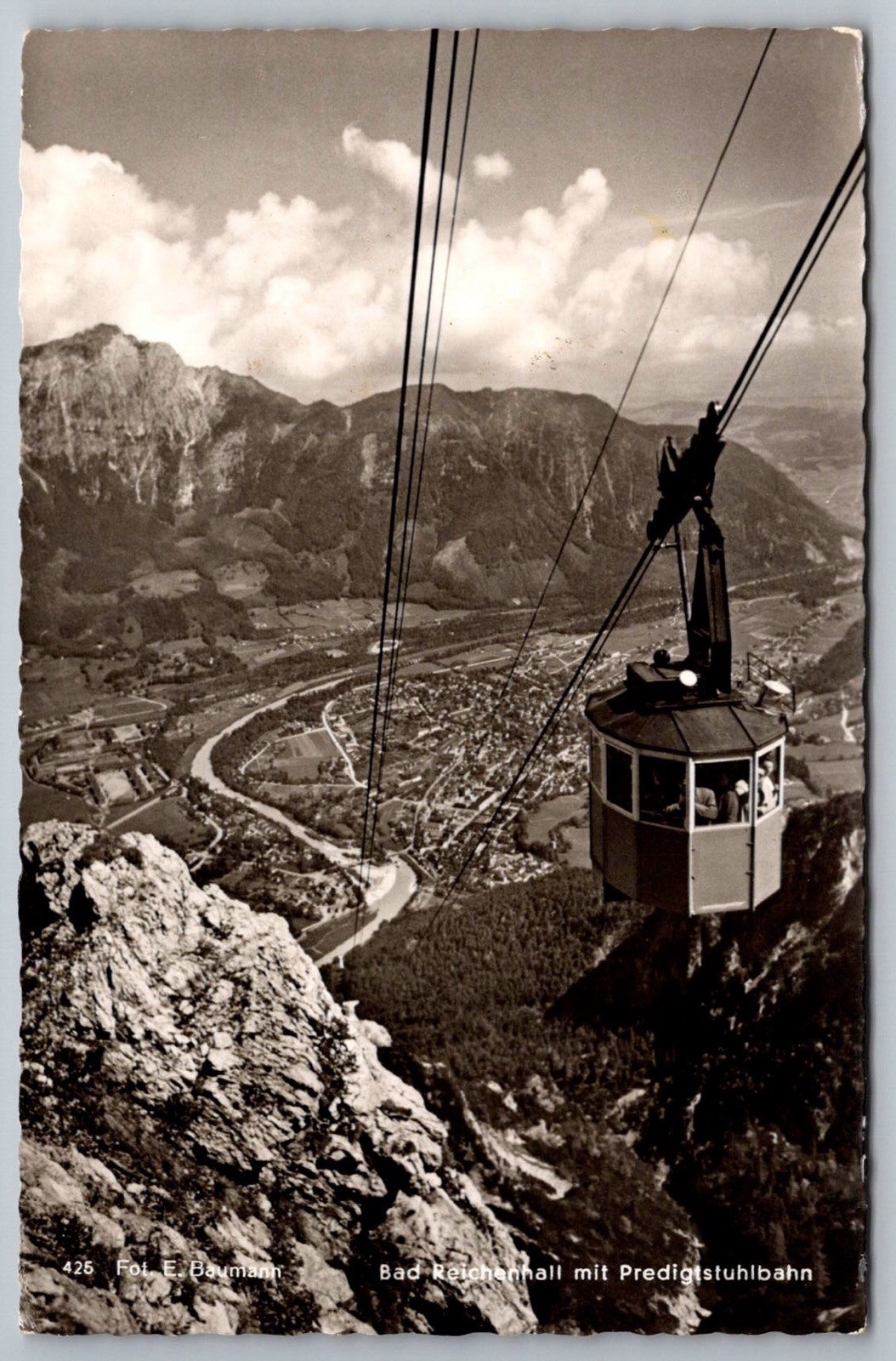 Bad Reichenhall RPPC Predigtstuhlbahn Cable Car Alps View c.1966 Real Photo Post