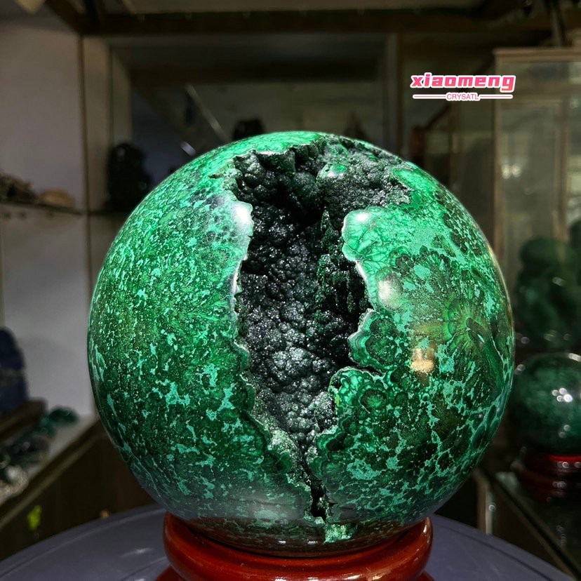 26LB  Natural malachite ball quartz crystal energy ball reiki healing