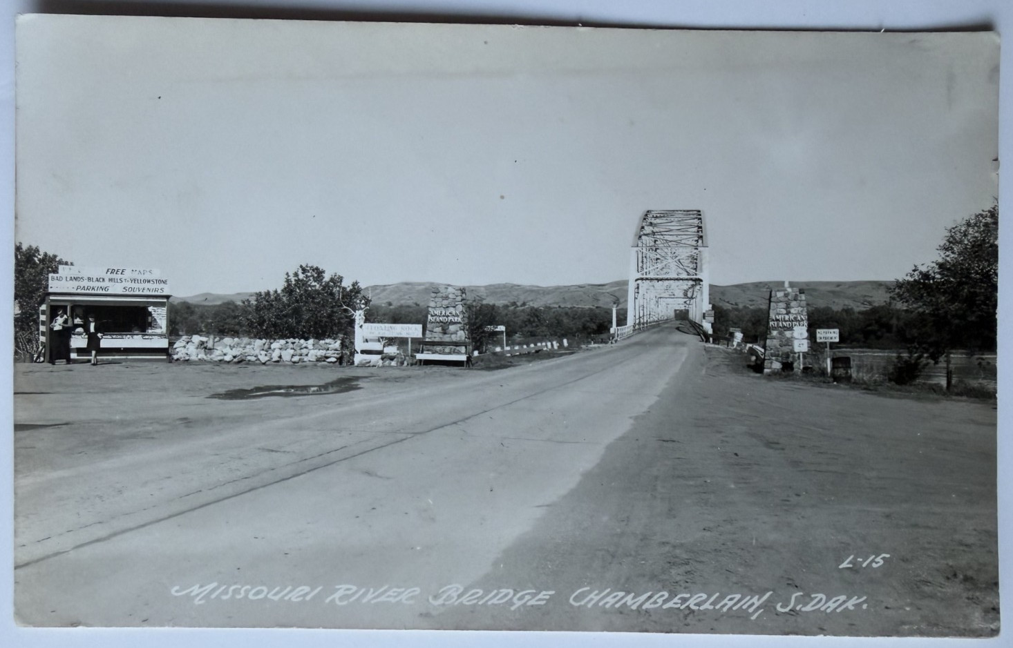 c1930s RPPC Missouri River Bridge Chamberlain South Dakota SD LL Cook Signs PC