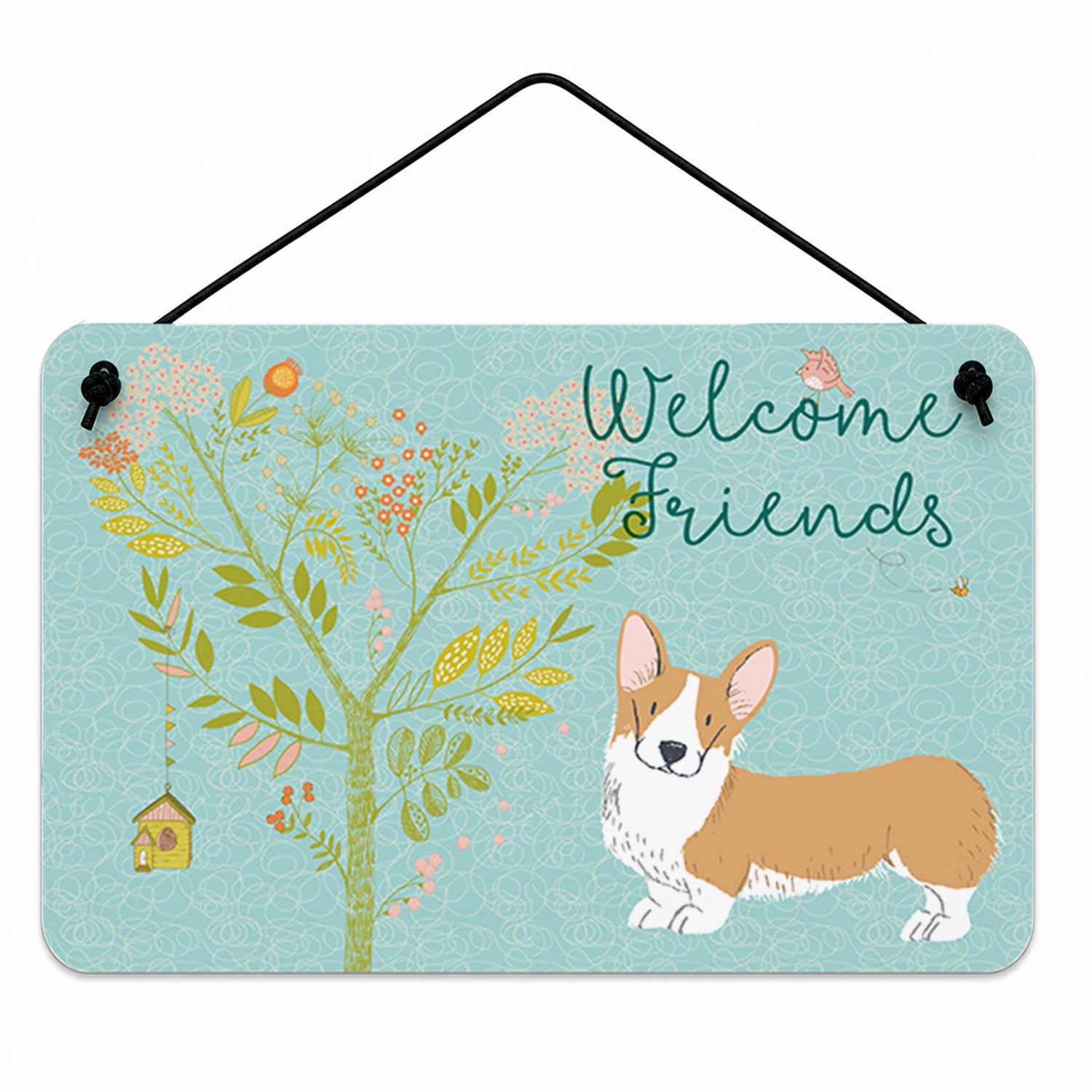 Caroline\'s Treasures Welcome Pembroke Welsh Corgi Red Wall Door Hanging Print