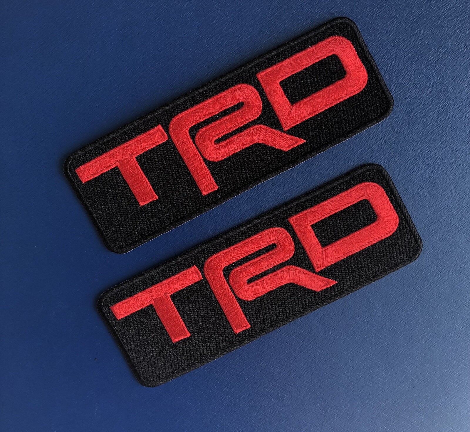 Set Of Two (2) TRD Toyota Racing Development Iron On Patch.  5”x1.75” Solid Red